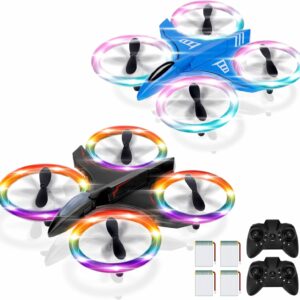 Amiline Mini Drones for Kids โ 2-Pack with Colorful LED Lights and Fun Flight Modes