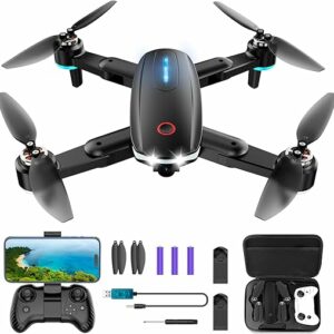 Drone with Camera, Mini Drone for Kids with 1080P HD FPV Camera, Brushless Motor, One Key Take Off/Land, Altitude Hold, 360Β°Flip, Waypoint Fly, Gestures Selfie, 3 Speed, 2 Battery, Toys for Beginners