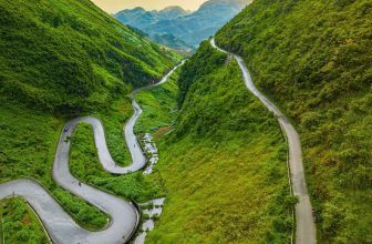 Top view of Tham Ma mountain pass in Ha Giang province